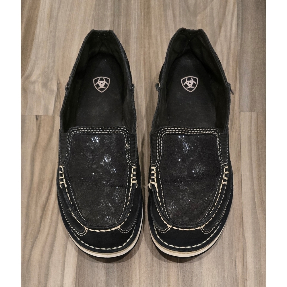 Ariat Black Loafers with Cream Stitching